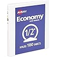 Avery Economy View 3 Ring Binder 1/2 Inch Round Rings, 1 White Binder (05706)