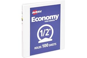 Avery Economy View 3 Ring Binder 1/2 Inch Round Rings, 1 White Binder (05706)