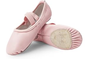 STELLE Ballet Shoes for Girls Dance Slippers Genuine Leather Ballerina Shoes for Toddler/Little Kid/Big Kid