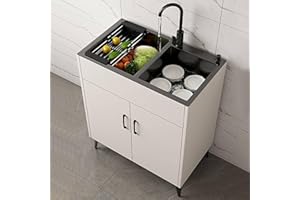 HMOROVEX 29.5-31.8 in Laundry Sink with Cabinet Freestanding Utility Sink Laundry Sink with Cabinet and Hot and Cold Water Fa