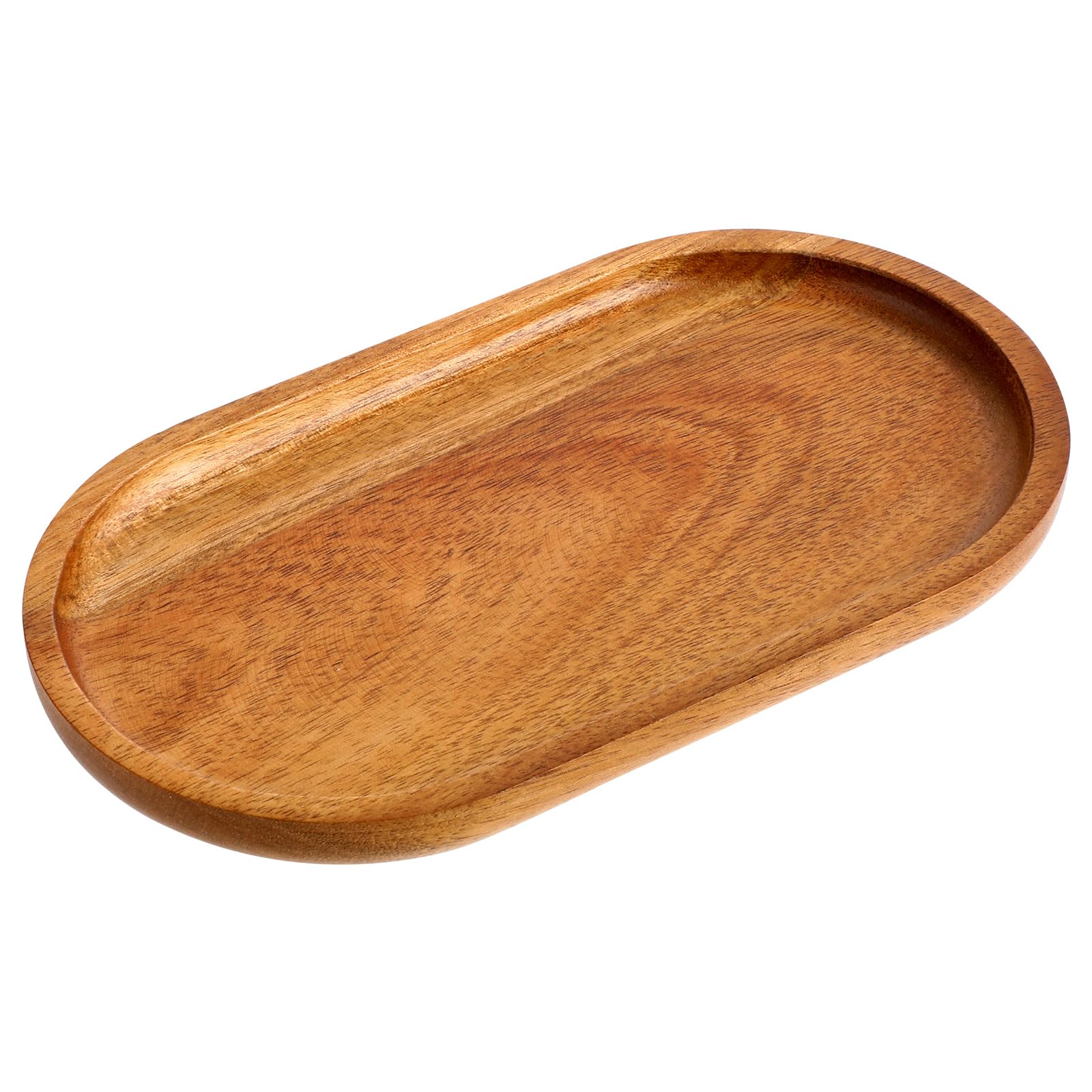 Photo 1 of GEEHUA Acacia Wooden Serving Tray, 7.48''×4.13'' Natural Wood Serving Board Oval Kitchen Platter Bathroom Tray Charcuterie Plate for Party Dinner Wedding Food Fruit Snacks Appetizers Coffee Table