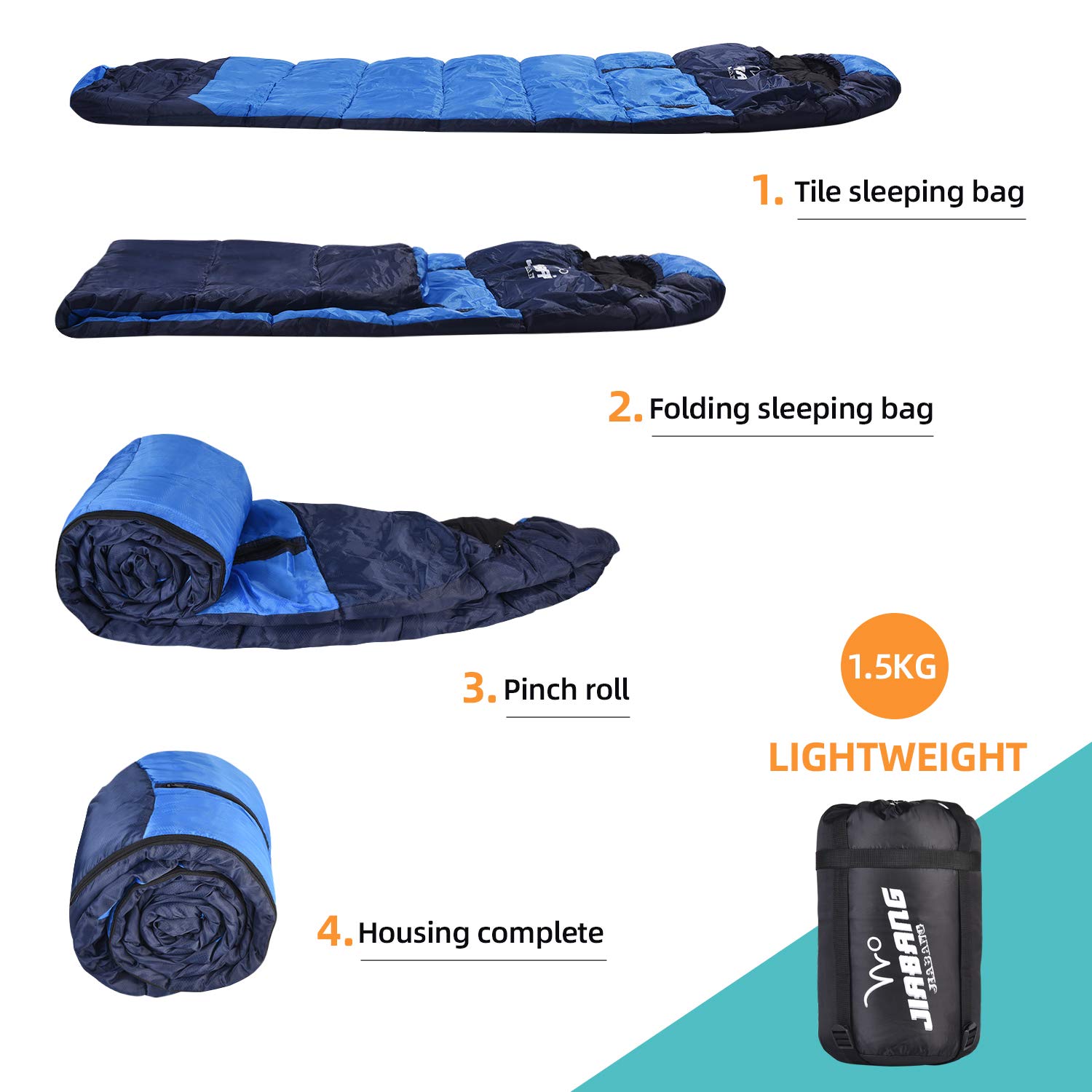 jiabang 1.5 KG Sleeping Bags for Adults 3-4 Seasons Camping-Extra Large Warm Lightweight Mummy Sleeping Bag with Compression Sack Ideal Gear for Hiking Backpacking