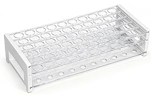 OMAWRF Plastic Test Tube Rack, 50 Holes Lab Rack Holder for 18mm Tubes, Detachable, Transparent