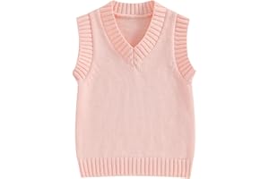 Nokpsedcb Baby Sweater Vest Toddler Boy Girl Sleeveless V-Neck Solid Knit Vest Fall Winter Clothes