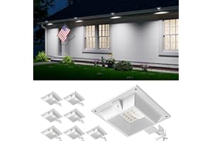 FALOVE 8 Pack White Solar Powered Gutter Lights Outdoor Decorative Waterproof 12 LEDs Yard Lamp for Lighting Fence, Railing, Outside Wall, Deck, Garden, Path, Backyard, Walkway, Patio, Holeless Installation