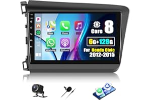 Android 15 8Core 6G+128G Car Radio for Honda Civic 2012-2015 with Wireless Carplay Android Auto Stereo, 9 Inch IPS Touchscree