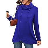 Bulotus Tunic Sweatshirt for Women 2025 Fall Winter Cowl Neck Long Sleeve Tops Pullover Tulip Hem Drawstring Trendy