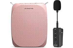 ZOWEETEK Wireless Voice Amplifier with Lavalier Lapel Microphone for Teachers, Mini Portable Speaker and Wireless Clip On Microphone System for Classroom, Meeting, Yoga, Streaming, Group outings