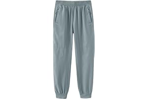 HIBETY Boys Waterproof Hiking Pants, UPF 50+ Lightweight Cargo Joggers, Stretchy Adjustable Waist with Zipper Pockets