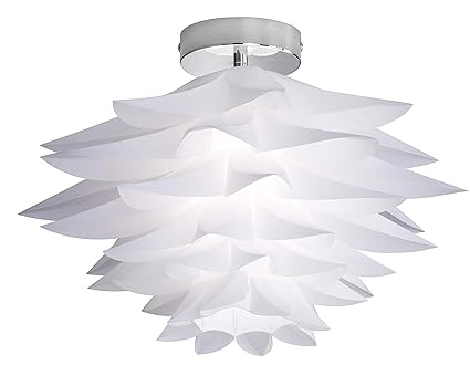 Reality Leuchten Deckenleuchte in chrom, Schirm aus weißem PVC, 1xE27 max. 60W, ohne Leuchtmittel, Durchmesser 50 cm, Höhe: 3
