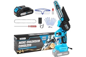 DODOWIN Mini Chainsaw Cordless 6 Inch, Electric Saw with 2000mAh Battery & Chain, 550W Motor Chain Saw, Gardening Tool for Br
