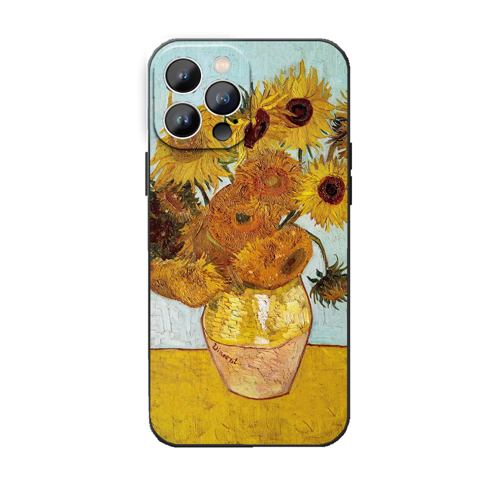 Photo 1 of for iPhone 12 Pro Max Sunflower Case, Yellow Pattern Artistic Van Gogh Retro Floral Painting Slim-Fit Phone Cover