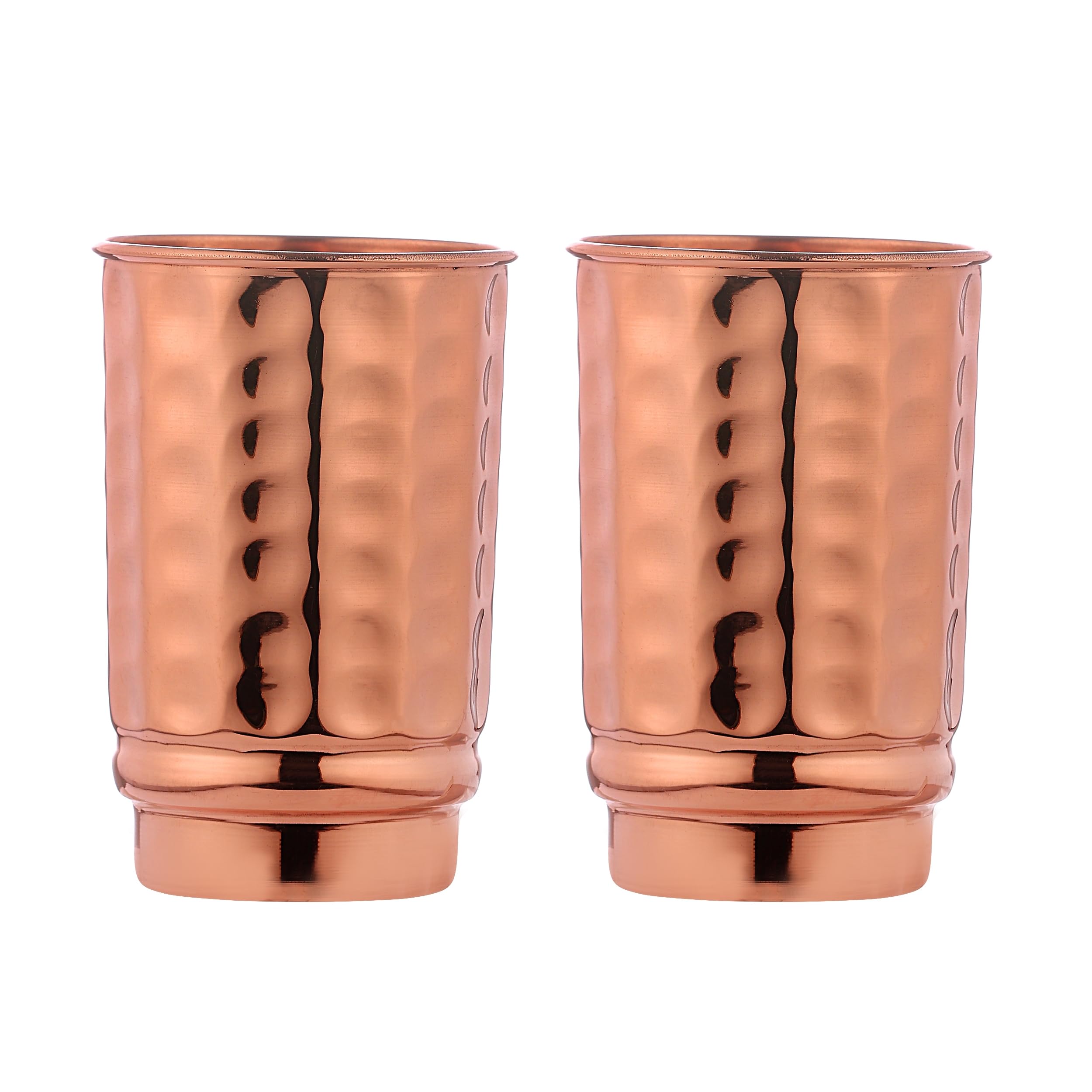 ANCIENTIMPEX Hammered Pure Copper Tumblers Set of 2, for Ayurveda Health Benefits Unlined, UNCOATED and Lacquer Free - 350 Ml Capacity