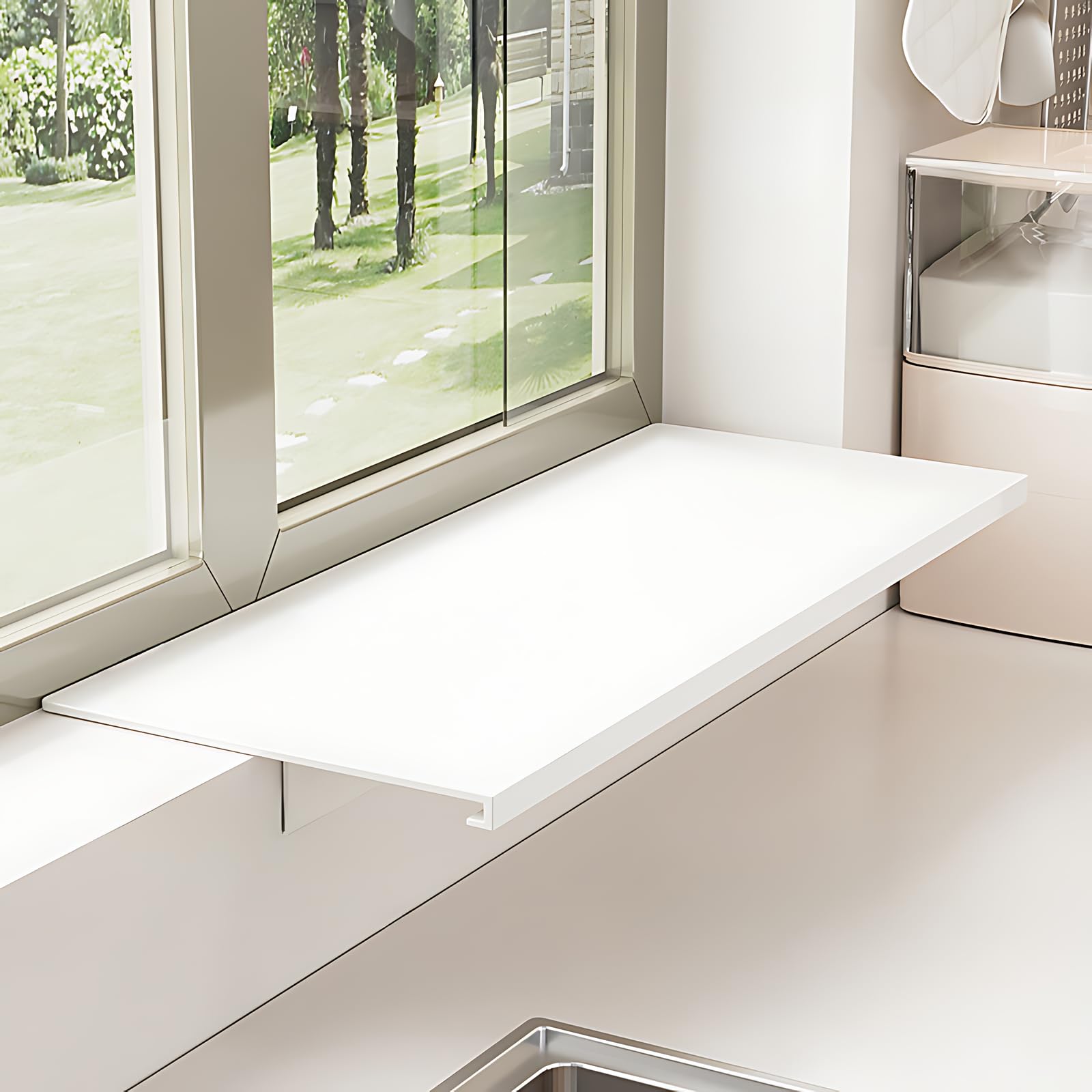 Photo 1 of 23.6inch Window Sill Extender Plate, Carbon Steel Storage Shelf, Window Sill Extender for Plants, Kitchen Organization Storage Rack with Magnetic Base (1, 60x25cm/23.6x9.8in)