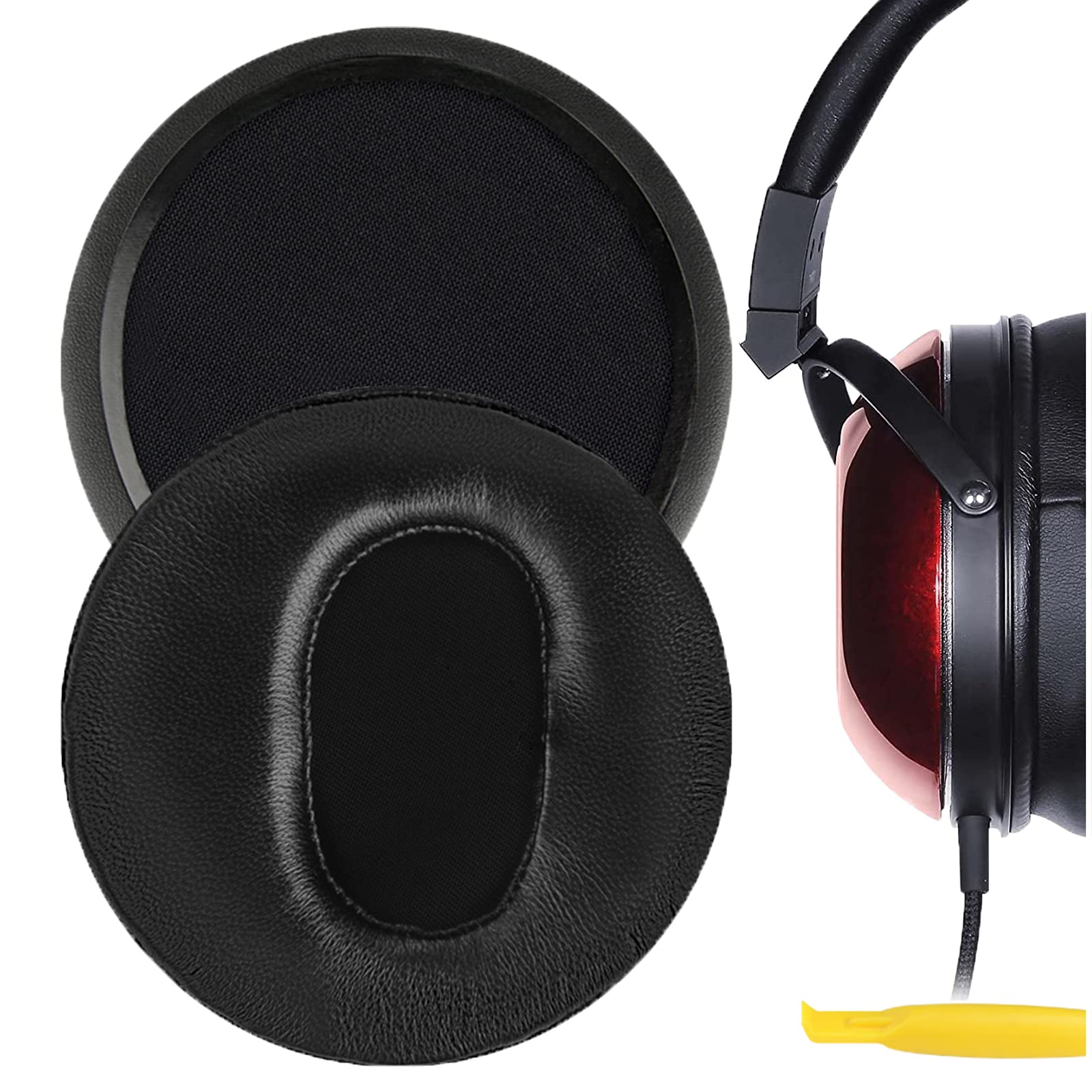 Geekria Elite Sheepskin Replacement Ear Pads for Fostex TH600, TH610, TH500RP, TH900, TH900 MKII, Mass Drop x Fostex TH-X00 Headphones Ear Cushions, Repair Parts (Black)
