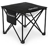 NUMANU Padded Folding Camp Stool for Adults, Footrest &amp; Carry Bag, 500 lbs | Oversized Padded Camp Stool, 18.5in Wide Seat, 4-Leg Steel Frame, Anti-Slip Feet, Folds Flat + Carry Bag; Footrest, Ottoman