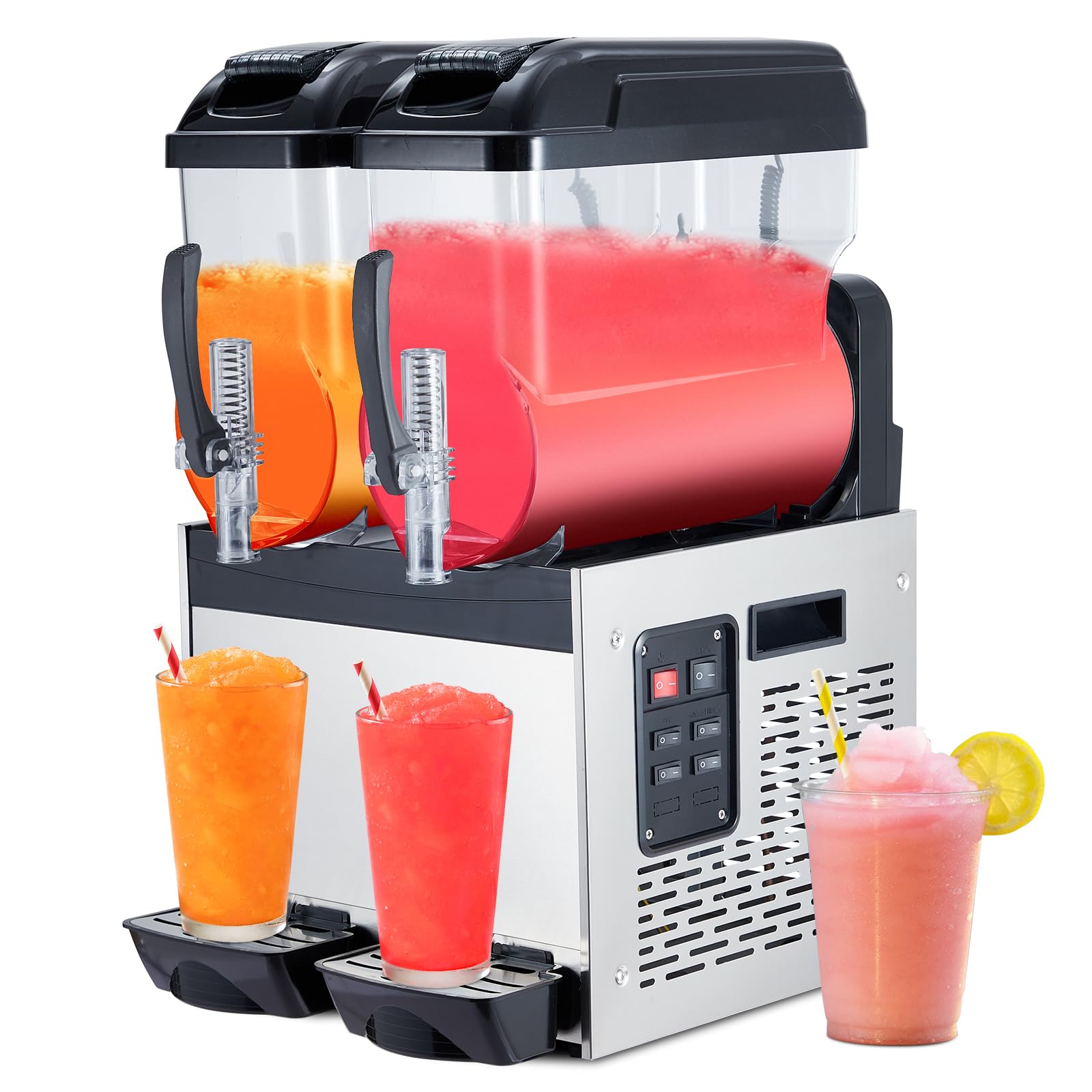 Photo 1 of **item does look to be possibly used**
24L/6.4 Gal Commercial Slushy Machine, Frozen Drink Margarita Machine Smoothie Slushie Maker, Self-Cleaning, 700W Stainless Steel Slushy Machine for Homes, Coffee Shops, Restaurants, Black