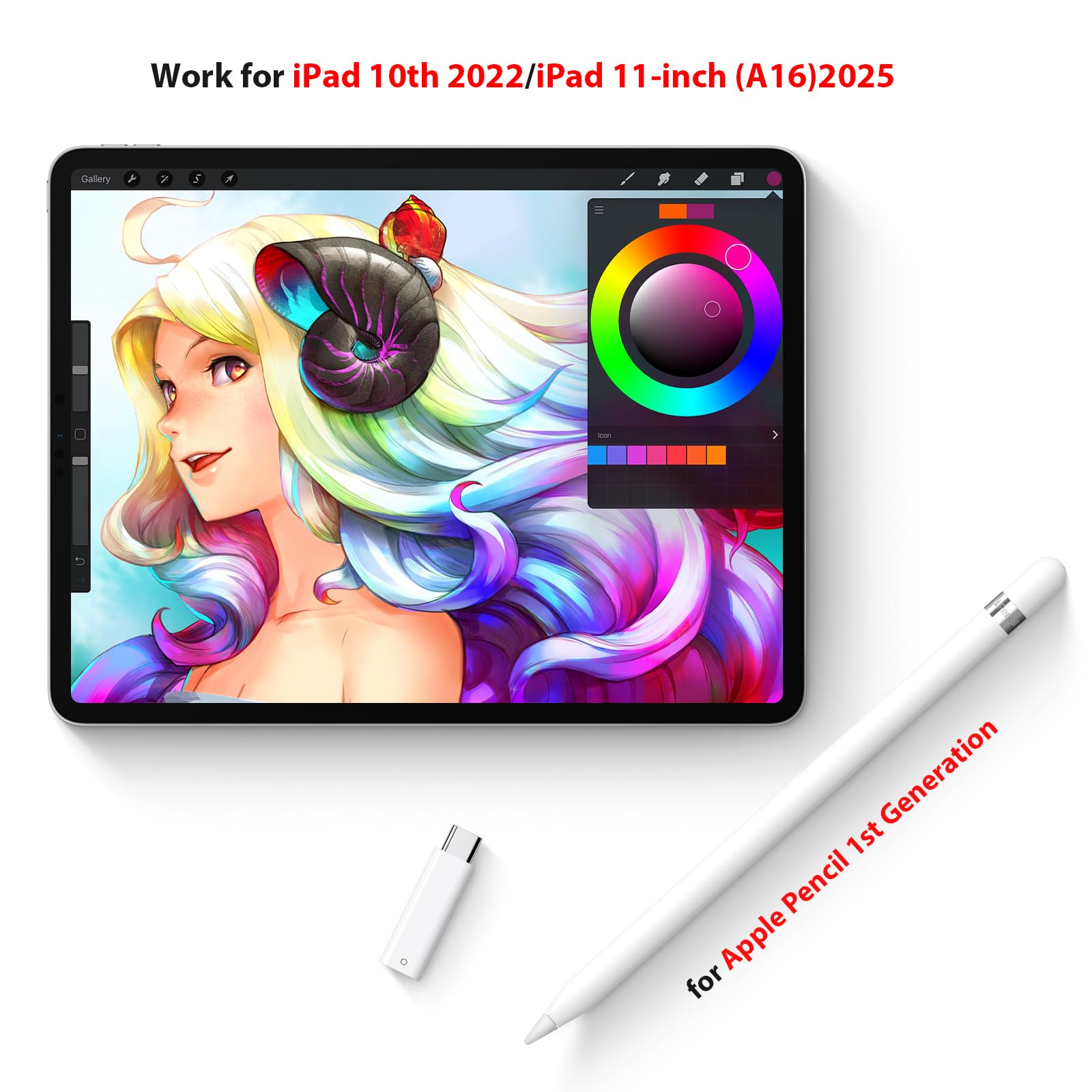 USB C Pencil Adapter for Apple Pencil 1st Generation, USB-C to for Lightning Pencil Charger Adapter Specific Compatible with iPad 10th Gen, Type-C iPencil Dongle Connector for iPad A16 with Pencil 1