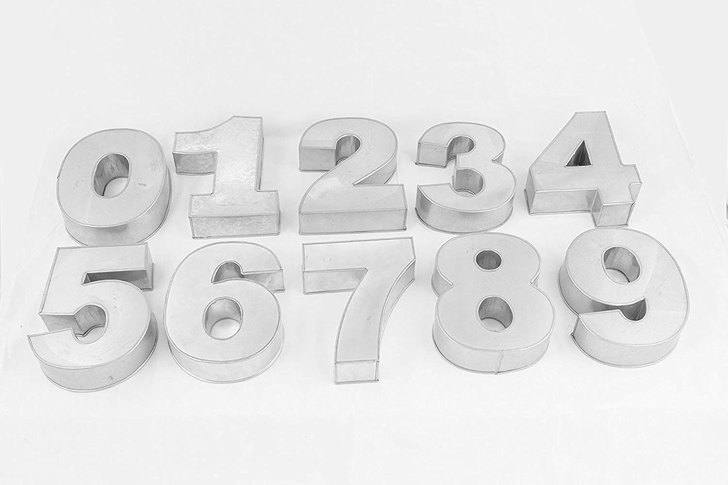 The Cakes World Large Numbers 0 to 9 Deal Birthday Wedding Anniversary Cake Tins - 14” x 10” (3” deep), Silver