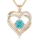 CDE Valentine's Day Gift Forever Love Heart Necklaces for Women, Wedding Anniversary, Birthday Mothers Christmas Day Gifts for Mom, Mother, Wife, S925 Silver Jewelry with Birthstone Pendant