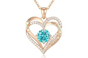 CDE Chrismas Gifts for Women, Forever Love Heart Necklaces for Women, Wedding Anniversary, Birthday Gift for Wife, S925 Silver Jewelry with Birthstone Pendant, Ideal Valentine's Gifts for Her