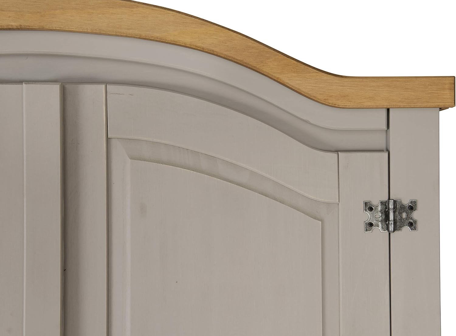 Home Source Solid Pine Wood, 2 Door Wardrobe, Space-saving Design with Hanging Rail and Shelf, Grey - Image 4