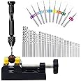 60 Pieces Micro Mini Twist Drill Bits Set with Precision Hand Pin Vise Rotary Tools for Wood,Jewelry, Plastic etc