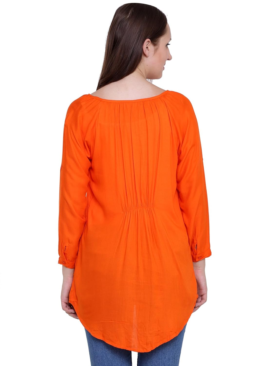 papsara orange rayon slub women's long top