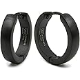 Stainless Steel Curved Face Round Hoop Men Earrings Gold Silver Black 18mm