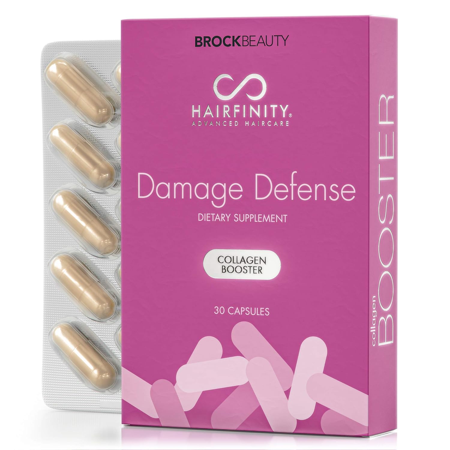 Amazon Com Hairfinity Damage Defense Collagen Booster Hair Supplement For Weak Brittle Hair Infusion Of Collagen To Support Healthy Hair Growth 30 Capsules 1 Month Supply Beauty