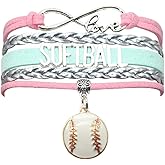 HCChanshi Softball Bracelet- Infinity Love Charm Bracelet For Women, Men, Adult Softball Fans and Lovers, Team Themed Jewelry in Bulk