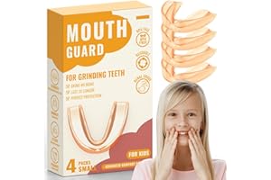 MICTANING 4 Pack Orange Kids Mouth Guard for Teeth Grinding, Moldable Comfortable Kids Night Guard, Child Bite Guard for Clenching Teeth, Mouthguard for Kids