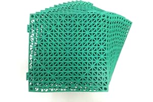 SMABEE 12 Pack Modular Interlocking Cushion 11.5" x 11.5" Mat Floor Tile Mats Drain Pool Patio Balcony Yard Pet Area Washer Pad(Green)