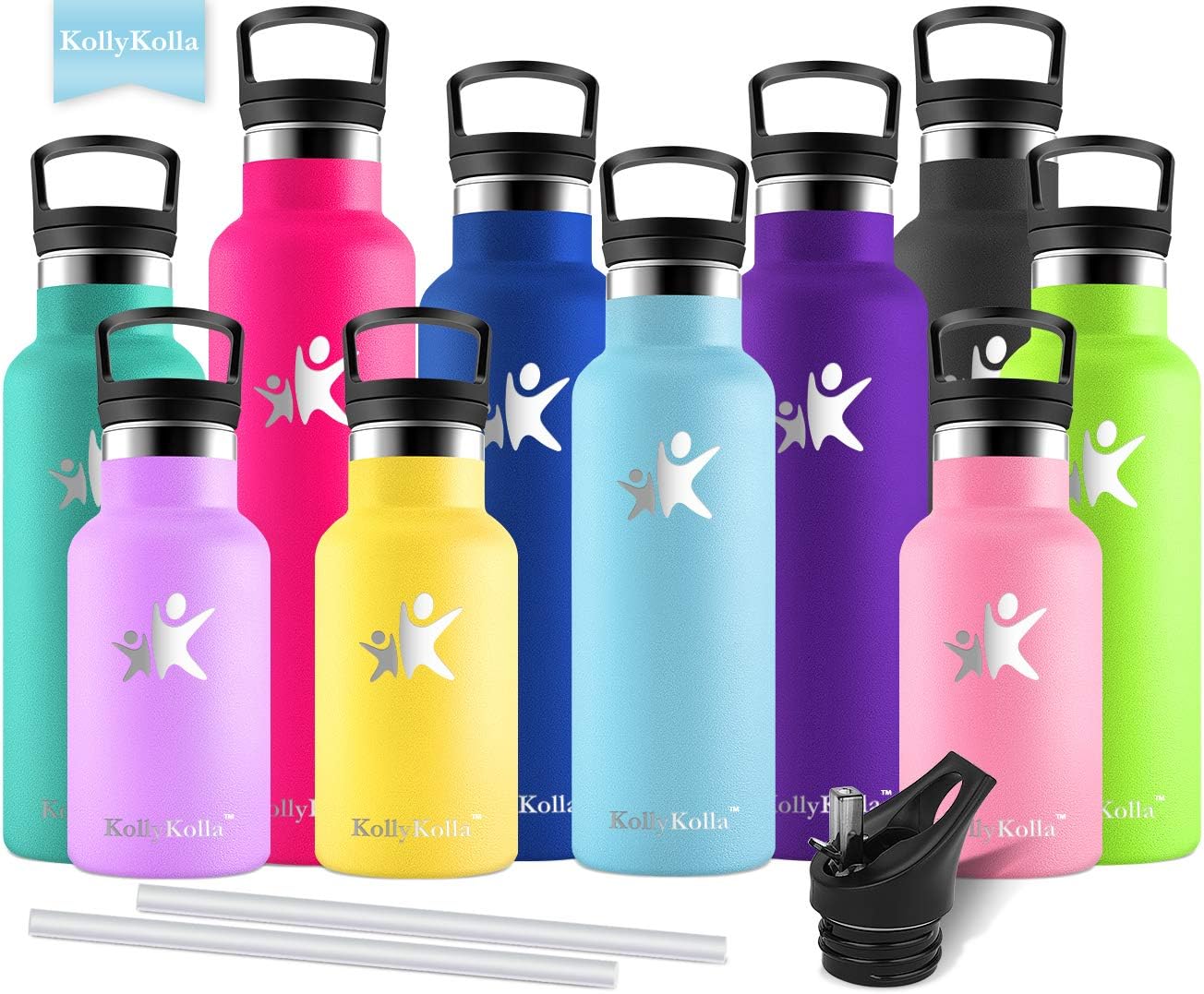 KollyKolla Botella de Agua Acero Inoxidable 350/500/600/750ml/1L, Termo Sin BPA Ecológica