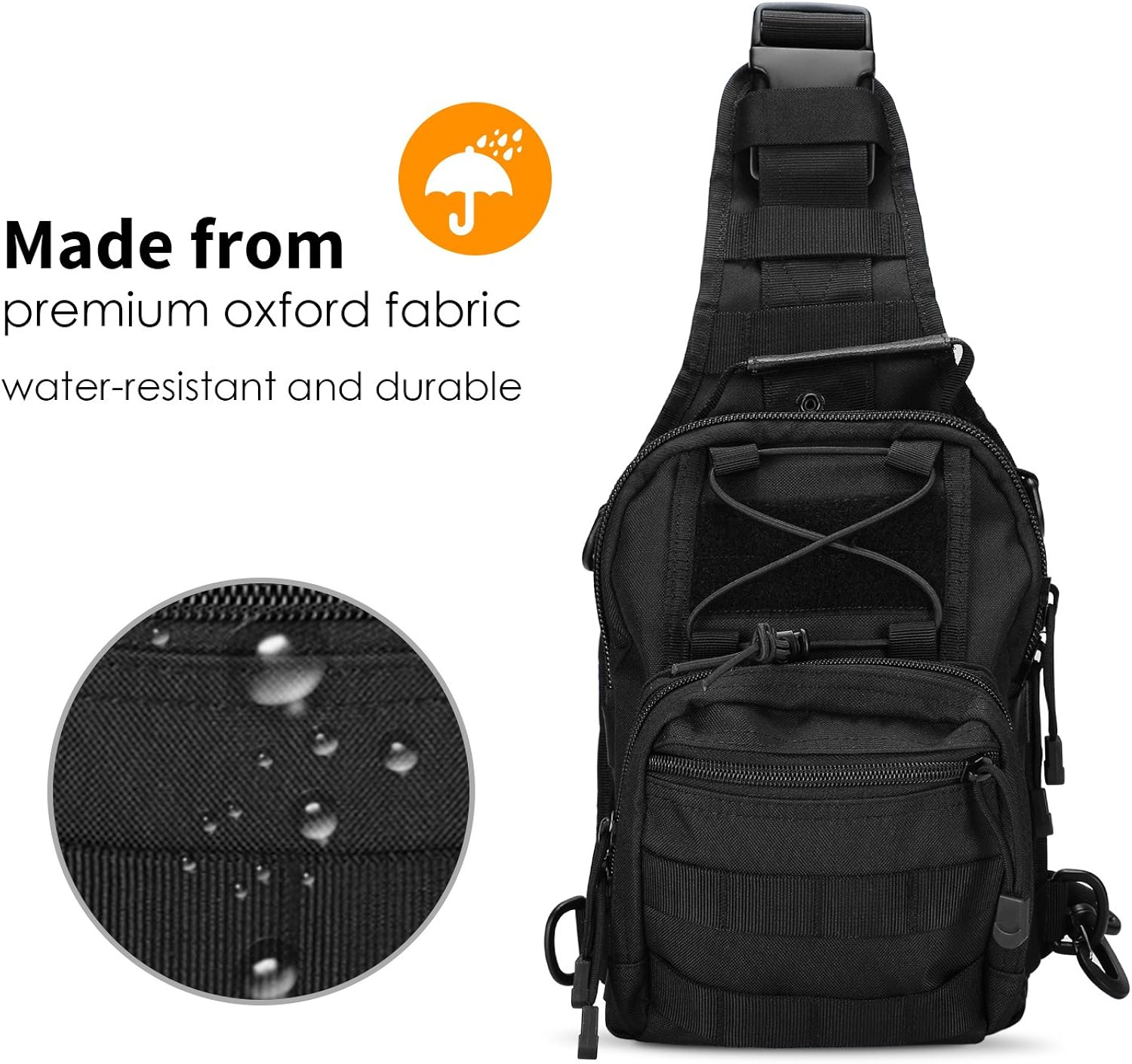 ProCase Tactical Sling Bag with Pistol Holster, Military Outdoor Range Backpack -Black: Clothing