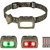 EverBrite Headlamp, 300 Lumens Head Lamp for Adults, 7 Modes with White/Red/Green Light, 30°Adjustable LED Headlight for Camping, Running, Hunting, 3 AAA Batteries Included
