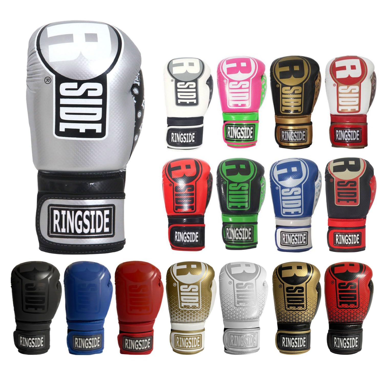 Ringside Apex Flash Sparring Gloves, SV/BK, 14 oz,Silver/Black Image