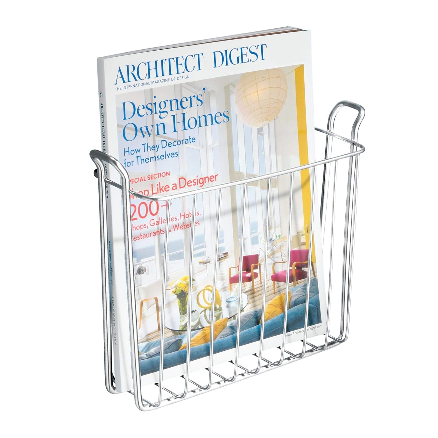 iDesign Magazine Rack Wall Mounted, Small Metal Magazine Holder for