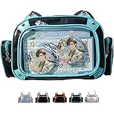 Vobomo Cat Ita Bag Pins Display Backpack for Girls Single Shoulder Bag Purse with Insert for School Comic Con (blue black PU)