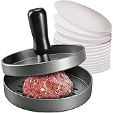 Burger Press & 100 Wax Paper Non-Stick Meat Patty Hamburger Maker for Making Quarter Lb or Large 1/3 Pound Stuffed Pocket Bur