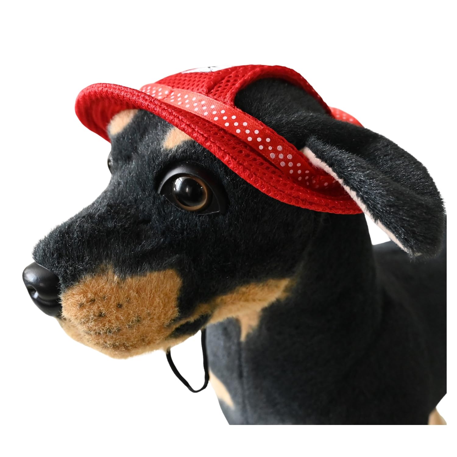 BT Bear Hat, Bucket Hat With Ear Hole for Dogs - Breathable Round Cap for Outdoor Travel Sun Protection - Small Medium Dogs (Red, L)