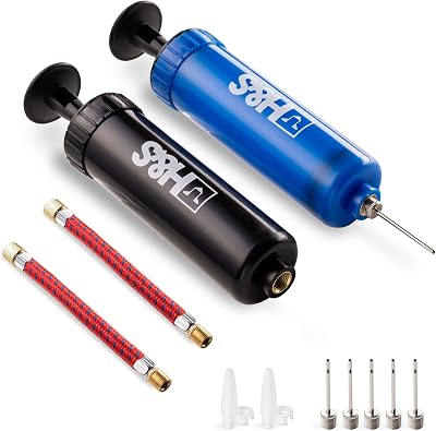 H&S 2 Inflator Ball Pump with Needles & Adapters for Football Basketball