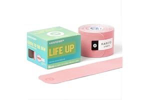 Haruto Life UP Extra Sensitive Kinesiology Tape for Daily Use, Dermatologically Tested Latex Free for Ultra Sensitive Skin, Injury, Pregnant Women, Office Worker, Children (Pre-Cut, Pink)