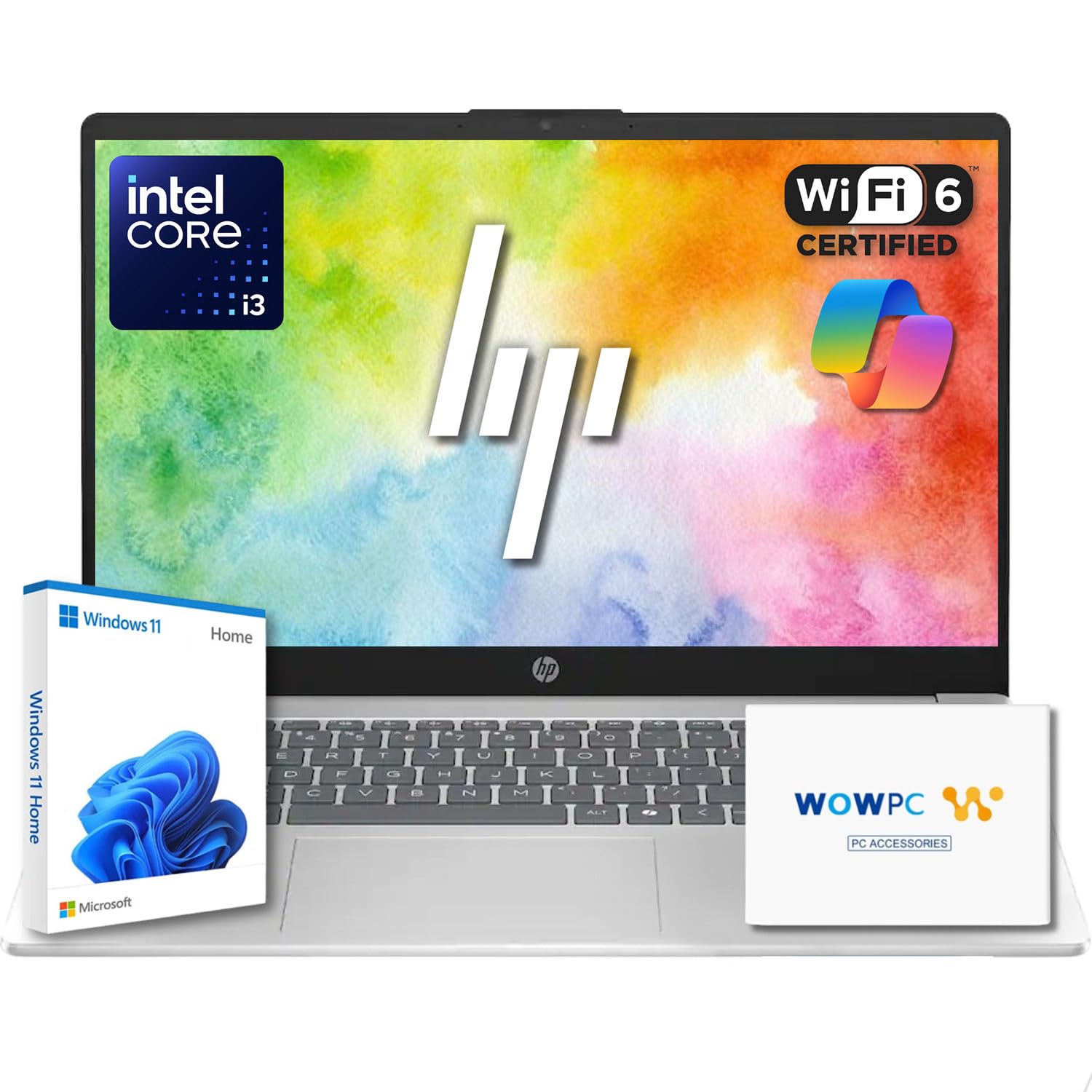 Portátil HP Pavilion de 15,6" | Procesador Intel Core i3 de 13.ª generación | 16 GB de RAM DDR4 | 640 GB de almacenamiento (SSD PCIe de 128 GB + 512 GB externo) | Windows 11 mejorado con IA | Cámara web de privacidad | Batería de hasta 11,5 horas