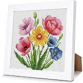 Flowers Stamped Cross Stitch Kits for Adult Beginner,Counted Embroidery Kit | 11CT Counted Cross Stitch Kits for Beginner, Printed Stitching Pattern, Dimensions Embroidery Needlepoint Arts Craft