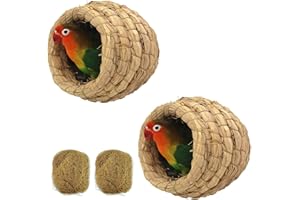 2Pcs Birdcage Straw, Lucky Interests Natural Fiber Simulation Birdhouse, Resting Breeding Place for Birds, Handmade Birds Nest Straw Bird, Hideaway from Predators, Provides Shelter from Cold Weather