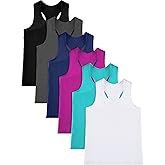 Geyoga 6 Pieces Girls Dance Tank Top Racerback Crop Top Sleeveless Dance Outfit for Ballet Hip hop Athletic wear(3-4 Years,Vivid Color)