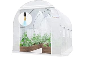 KING BIRD Premium 10x6.6x6.6FT Greenhouse for Outdoors, Large Walk-in Heavy Duty Galvanized Steel Frame, Mesh Door Screen Window Tunnel Hoop Garden Plant Winter Hot House, with Watering Kits, White