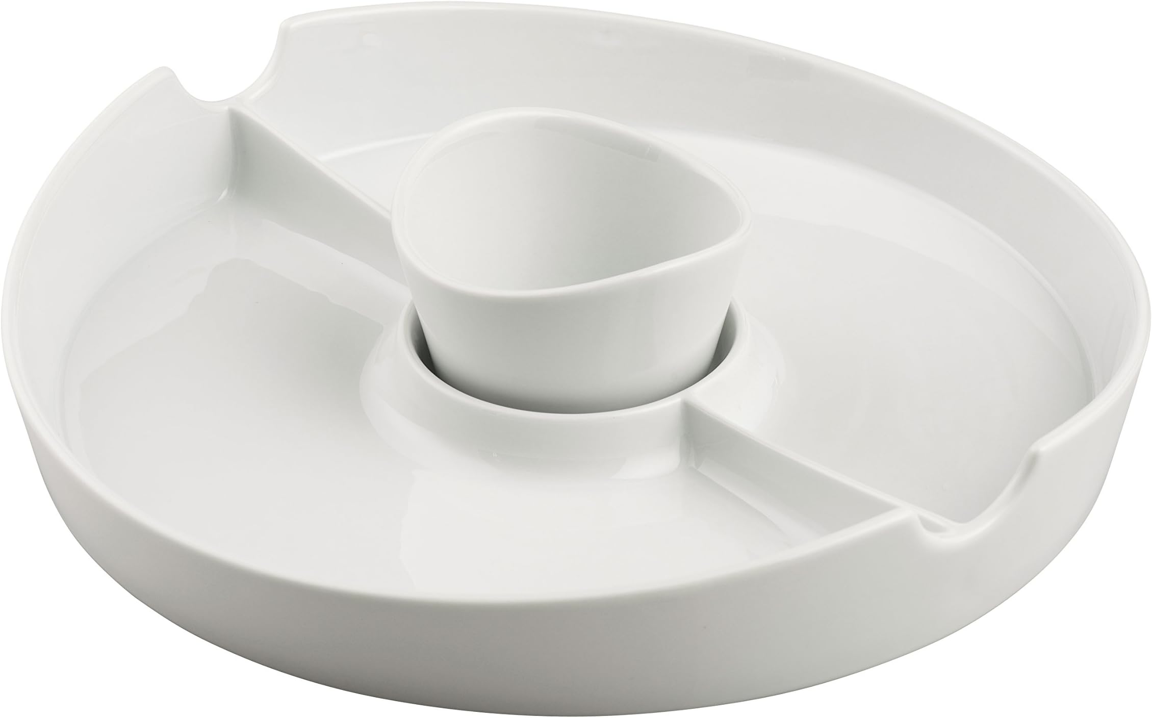 Belleek Pottery Chip and Dip Party Dish, Ceramic, White, 30 x 30 x 8 cm
