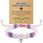 Gfhzdmf Christian Gifts for Women Religious Cross Bracelet Jewelry Faith Confirmation Baptism First Communion Catholic Christmas Birthday Gifts for Women Sister Daughter Her Beaded Bracelet with Card